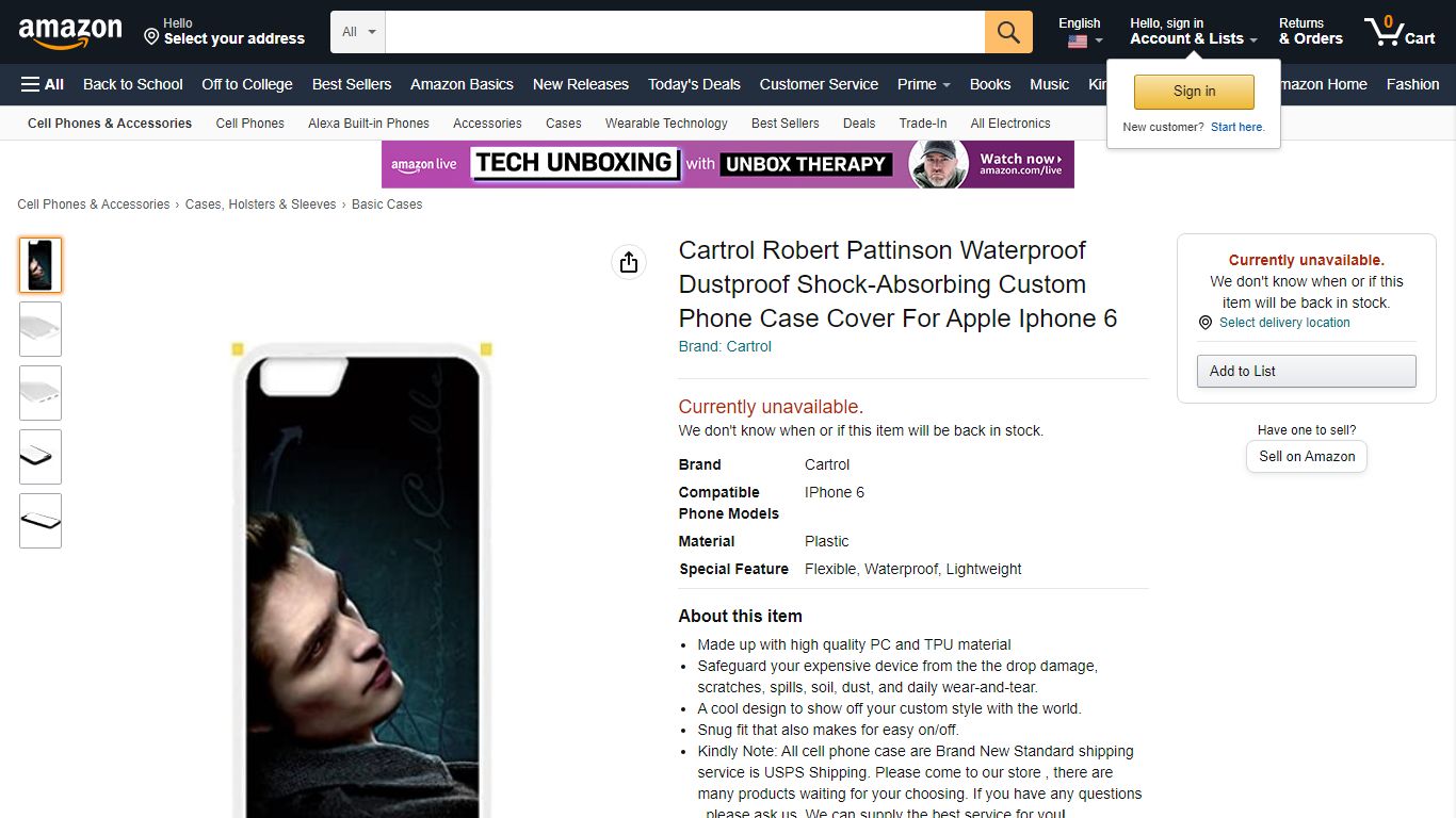 Amazon.com: Cartrol Robert Pattinson Waterproof Dustproof Shock ...